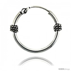 Sterling Silver Small Bali Hoop Earrings, 5/8" diameter -Style Heb21