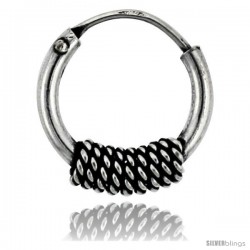 Sterling Silver Teeny Bali Hoop Earrings, 3/8" diameter