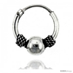Sterling Silver Teeny Bali Hoop Earrings, 1/2" diameter -Style Heb28