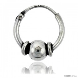 Sterling Silver Teeny Bali Hoop Earrings, 1/2" diameter -Style Heb29