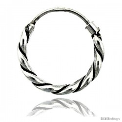 Sterling Silver Small Bali Hoop Earrings, 1/2" diameter -Style Heb32