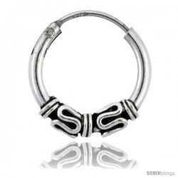 Sterling Silver Teeny Bali Hoop Earrings, 1/2" diameter -Style Heb34
