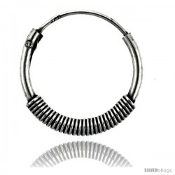 Sterling Silver Small Bali Hoop Earrings, 9/16" diameter -Style Heb37