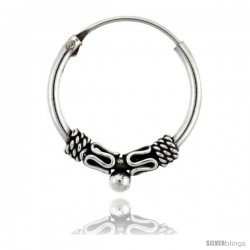 Sterling Silver Small Bali Hoop Earrings, 9/16" diameter -Style Heb38