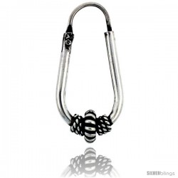 Sterling Silver Oval Bali Hoop Earrings, 3/4" (18 mm) -Style Heb40