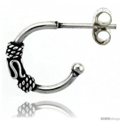 Sterling Silver Bali Hoop Earrings, 9/16" Diameter -Style Heb44