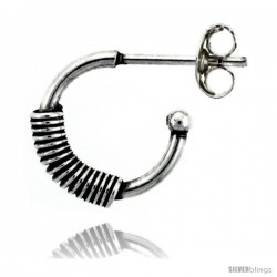 Sterling Silver Bali Hoop Earrings, 5/8" Diameter -Style Heb46
