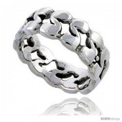 Sterling Silver S Swirl Design Wedding Band Ring 3/8 wide