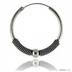 Sterling Silver Medium Bali Hoop Earrings, 1 1/8" diameter