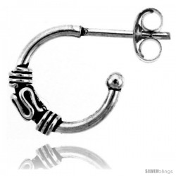 Sterling Silver Bali Hoop Earrings, 5/8" Diameter -Style Heb52