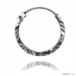 Sterling Silver Diamond Cut Hoop Earrings, 9/16" Diameter