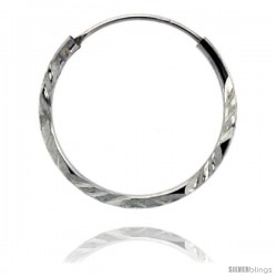 Sterling Silver Diamond Cut Hoop Earrings, 3/4" Diameter