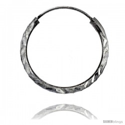 Sterling Silver Diamond Cut Hoop Earrings, 13/16" Diameter