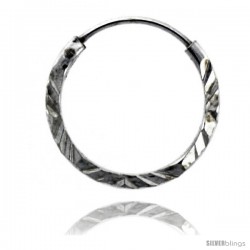 Sterling Silver Diamond Cut Hoop Earrings, 9/16" Diameter -Style Hed5