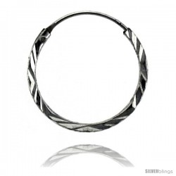 Sterling Silver Diamond Cut Hoop Earrings, 11/16" Diameter