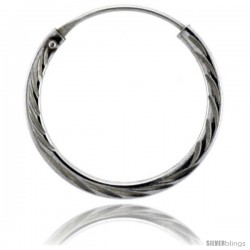 Sterling Silver Diamond Cut Hoop Earrings, 13/16" Diameter -Style Hed7