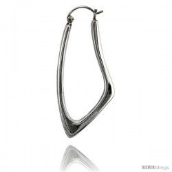 Sterling Silver Fancy V-Shaped Hoop Earrings 1 15/16 in. (50 mm) tall