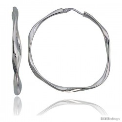 Sterling Silver 3mm Italian Twisted Hoop Earrings, 1 3/4 in. (45 mm)