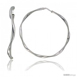 Sterling Silver 3mm Italian Twisted Hoop Earrings, 2 3/16 in. (55 mm)
