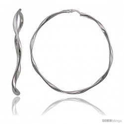Sterling Silver 3mm Italian Twisted Hoop Earrings, 2 3/8 in. (60 mm)