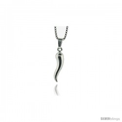 Tiny Sterling Silver Italian Horn, Made in Italy, It's 5/8 in. in tall.