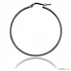 Sterling Silver Italian 2mm Square Tube Hoop Earrings, 1 3/4 in (45 mm)