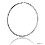 Sterling Silver Italian 2mm Square Tube Hoop Earrings, 2 3/16 in (55 mm)