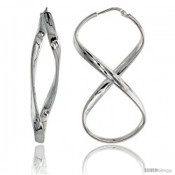 Sterling Silver Italian 'Figure 8' Twisted Hoop Earrings 2 X 1 1/16 in ( 50mm x 27mm )