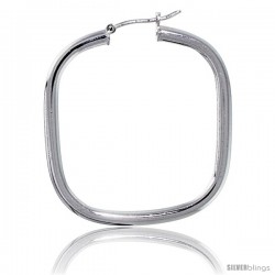 Sterling Silver Italian 3mm Tube Square-Shaped Italian Hoop Earrings