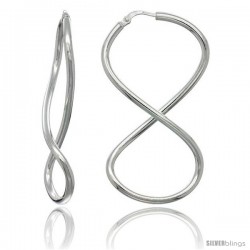 Sterling Silver Infinity Hoop Earrings, 2 in long