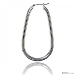Sterling Silver Italian 3mm Tube U-shaped Italian Oval Hoop Earrings
