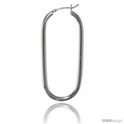 Sterling Silver Italian 3mm Tube U-shaped Italian Oval Hoop Earrings -Style Hu7