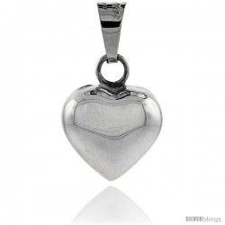 Sterling Silver 3/4 in Harmony Heart Pendant, with snake chain.