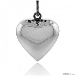 Sterling Silver 1 in Harmony Heart Pendant, with snake chain.