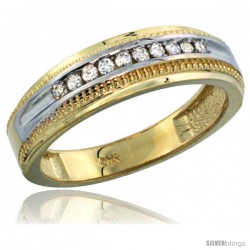 10k Gold 10-Stone Milgrain Design Ladies' Diamond Ring Band w/ 0.30 Carat Brilliant Cut Diamonds, 1/4 in. (6mm) wide