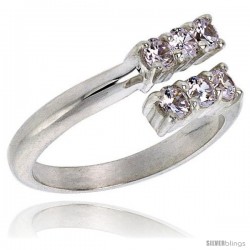 Highest Quality Sterling Silver 3/8 in (9 mm) wide Ladies' Wedding Band, Brilliant Cut CZ Stones