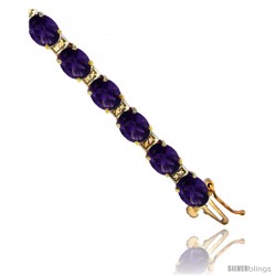 10K Yellow Gold Natural Amethyst Oval Tennis Bracelet 5x7 mm stones, 7 in
