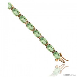 10K Yellow Gold Natural Green Amethyst Oval Tennis Bracelet 5x7 mm stones, 7 in