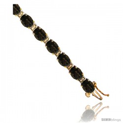 10K Yellow Gold Natural Smoky Topaz Oval Tennis Bracelet 5x7 mm stones, 7 in