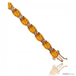 10K Yellow Gold Natural Citrine Oval Tennis Bracelet 5x7 mm stones, 7 in