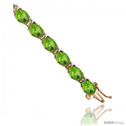 10K Yellow Gold Natural Peridot Oval Tennis Bracelet 5x7 mm stones, 7 in