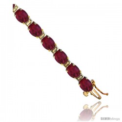 10K Yellow Gold Natural Ruby Oval Tennis Bracelet 5x7 mm stones, 7 in