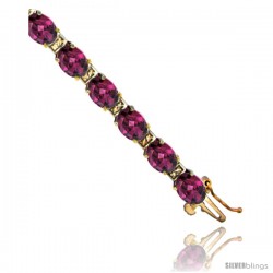 10K Yellow Gold Natural Rhodolite Oval Tennis Bracelet 5x7 mm stones, 7 in