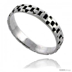 Sterling Silver Chain Link Wedding Band Ring 3/16 in wide -Style Tr475