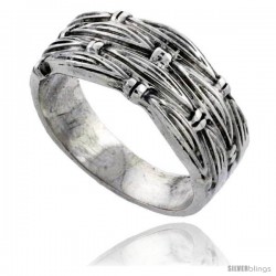 Sterling Silver Woven Wedding Band Ring 3/8 wide