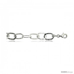 Sterling Silver 7 in. Oval Link Bracelet, 1/2" (13 mm) wide, Diamond Cut Finish