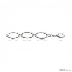 Sterling Silver 7 in. Oval Link Bracelet, 1/2" (13 mm) wide