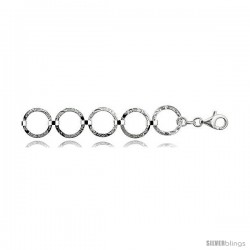 Sterling Silver 7 in. Circle Link Bracelet, 11/16" (17 mm) wide, Diamond Cut Finish