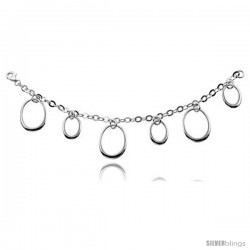 Sterling Silver Rolo Link 7.5 in. Charm Bracelet w/ Oval Cut Outs