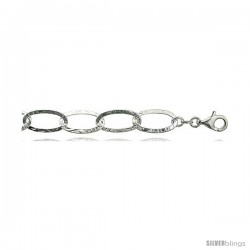 Sterling Silver 7 in. Oval Link Bracelet, 1/2" (13 mm) wide, Diamond Cut Finish -Style Ibc31